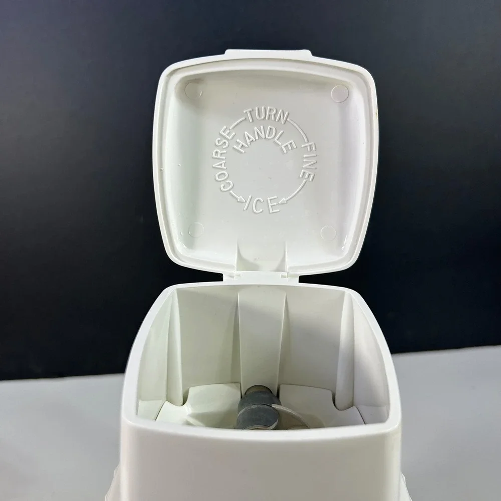 Swing-A-Way‎ Manual Ice Crusher White Vintage Hand Crank Coarse Fine Settings